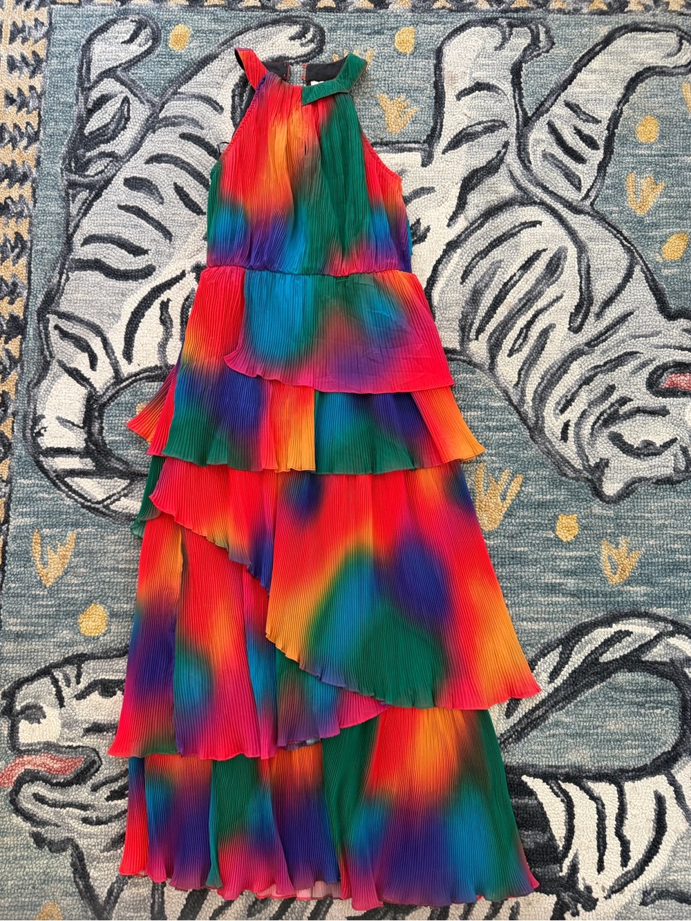 Rainbow CIEBON Tiered Pleated Maxi Dress - Multi